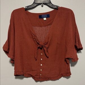 Francescas Collection Polka Dot Blouse, Size XS, Color Rust